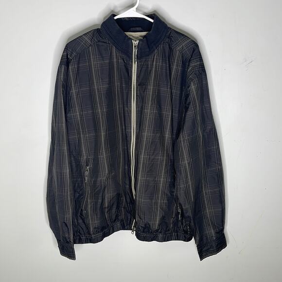 TOMMY BAHAMA Black / White Plaid Detail Nylon Windbreaker Zip Jacket Size XL - Picture 1 of 5